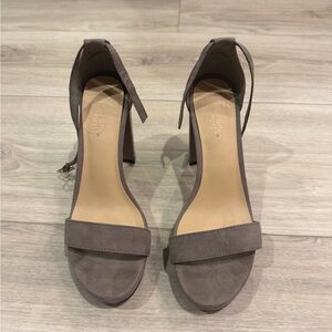 Gray Suede Block Heels